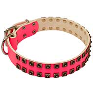 Gorgeous Wide Pink Leather Dog Collar  Gorgeous Wide Pink Leather Dog Collar