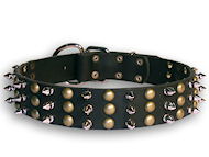 Leather Spiked and Studded Dog Collar for all breeds - S59 Leather Spiked and Studded Dog Collar for all breeds - S59