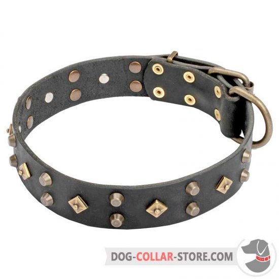 Dog Leather Collar For Walking Decorative Dog Collar