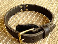 This collar is 1 3/4 inch (40 mm) wide Handcrafted 2 Ply Leather Agitation Dog Collar 
