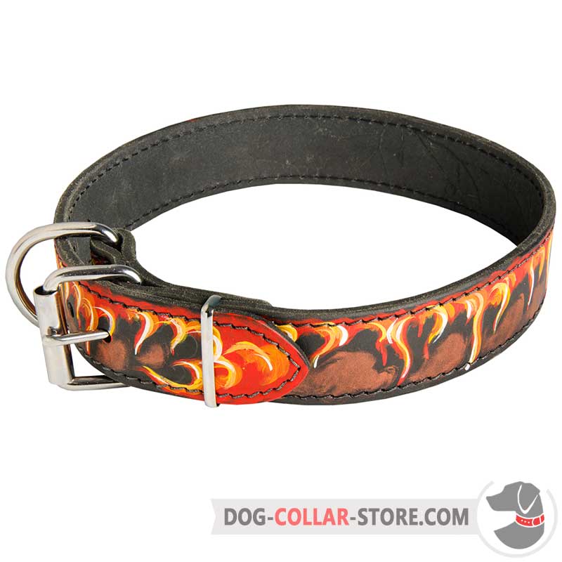 Fireball Nylon Dog Collar - Collar Up in Fire