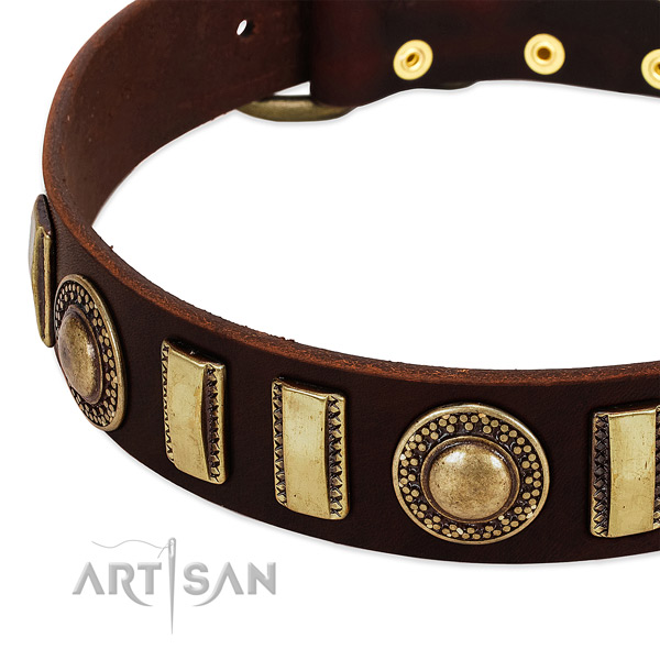 High quality full grain leather dog collar with durable buckle