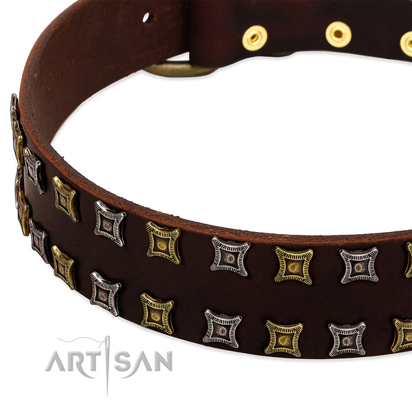 Top notch full grain genuine leather dog collar for your attractive doggie