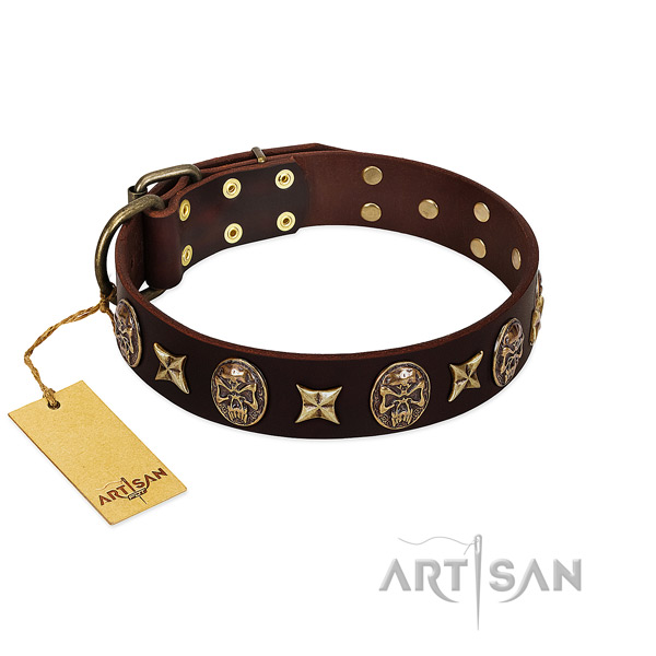 Unique full grain genuine leather collar for your canine
